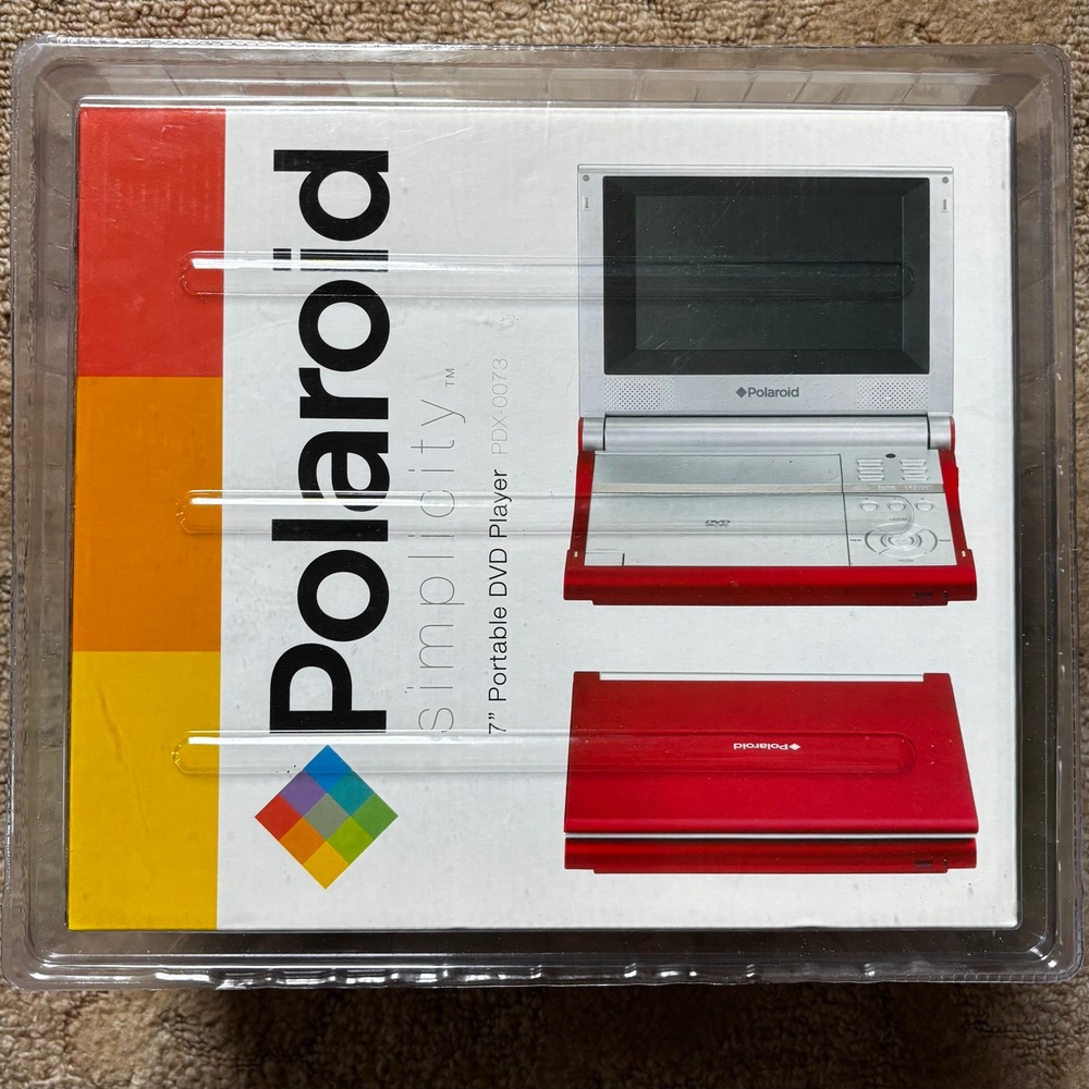 Polaroid Simplicity PDX-0073 7" Portable DVD Player Red Silver New in Box
